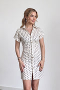 Cream &amp; Black Contrast Midi Dress — Ekru Siyah