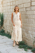 Cream Linen-Blend Midi Skirt — Natural